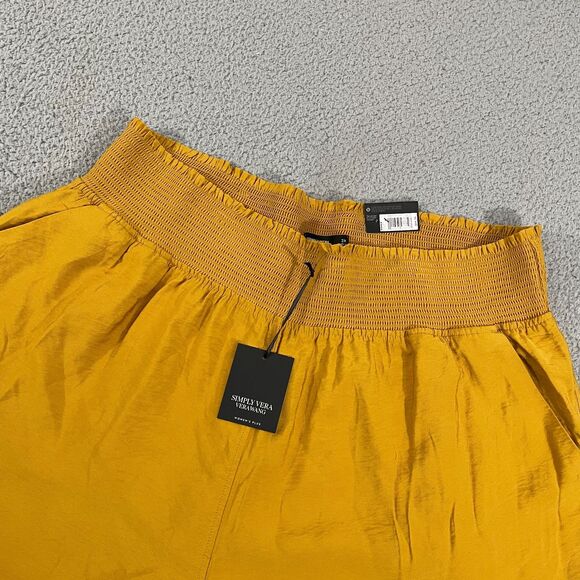 NWT Simply Vera Vera Wang Pull-On Pants Women 2X Gold High-Rise Wide Leg - Picture 2 of 11